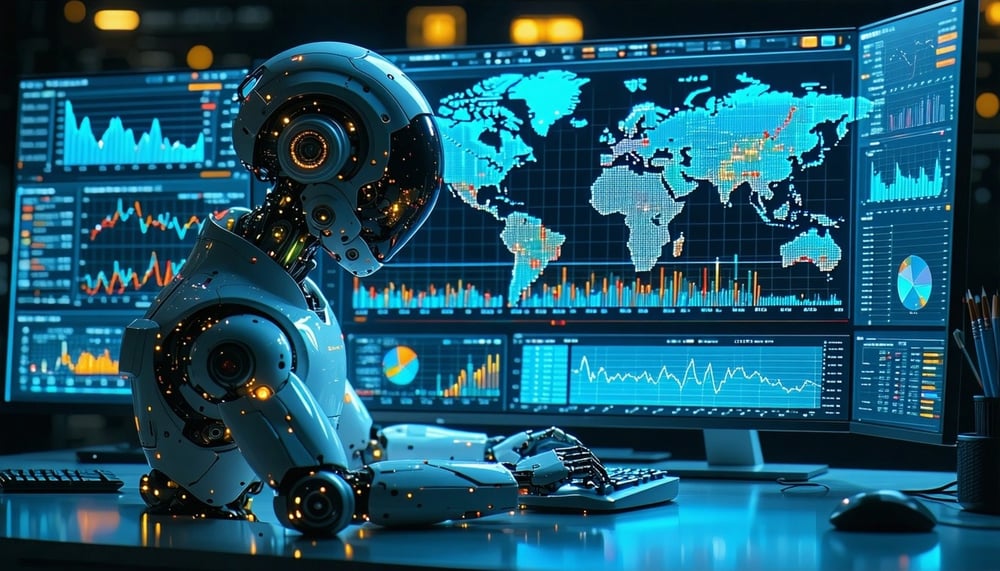 Illustration of AI analyzing market data Illustration of AI analyzing market data